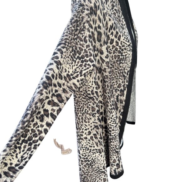 BCBGMaxAzria Long Sleeve Polyester Blend Open Front Cardigan Black & Tan Size M - Picture 6 of 9